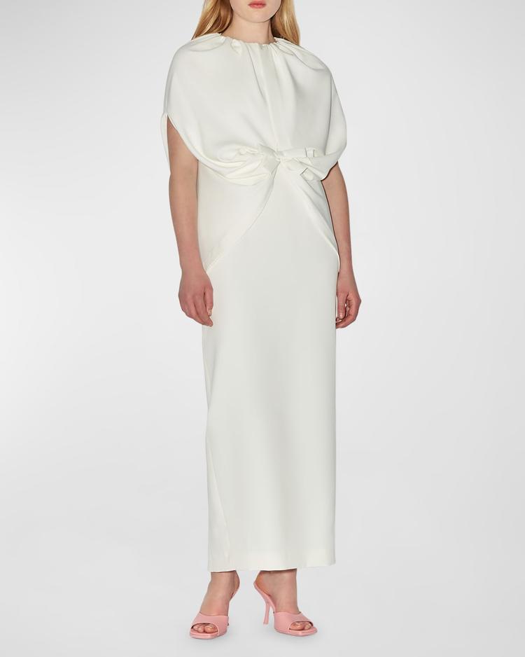 ruched waist long cape dress