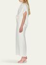 ruched waist long cape dress