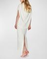ruched waist long cape dress
