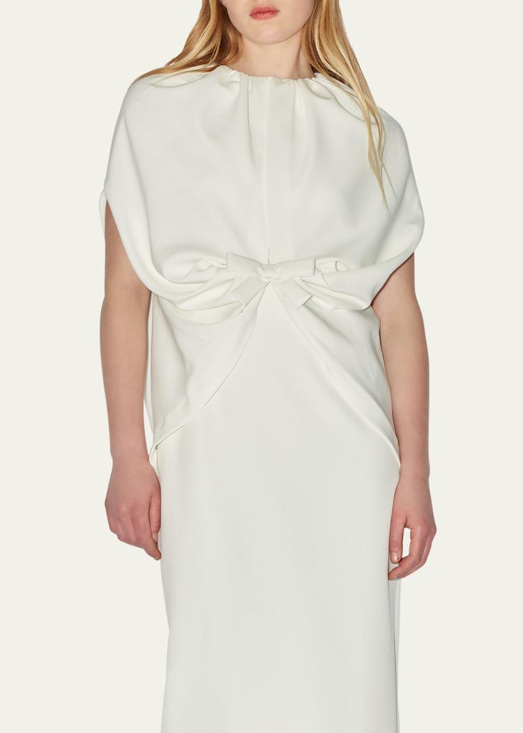 ruched waist long cape dress
