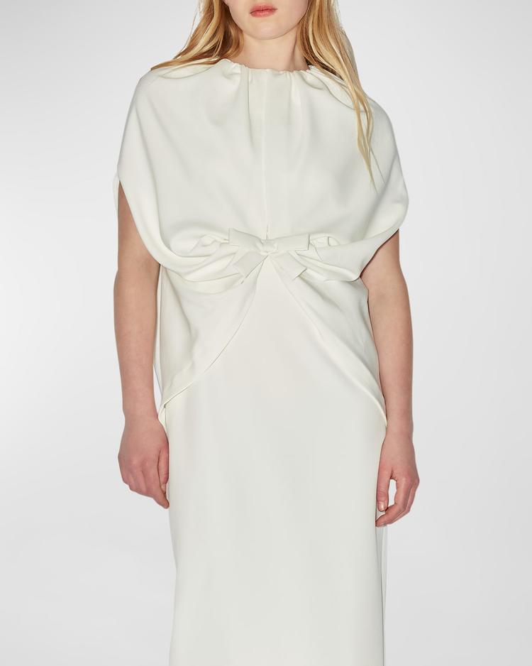 ruched waist long cape dress