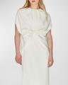 ruched waist long cape dress