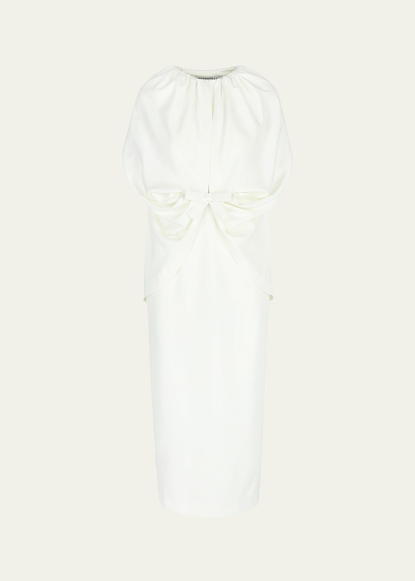 ruched waist long cape dress