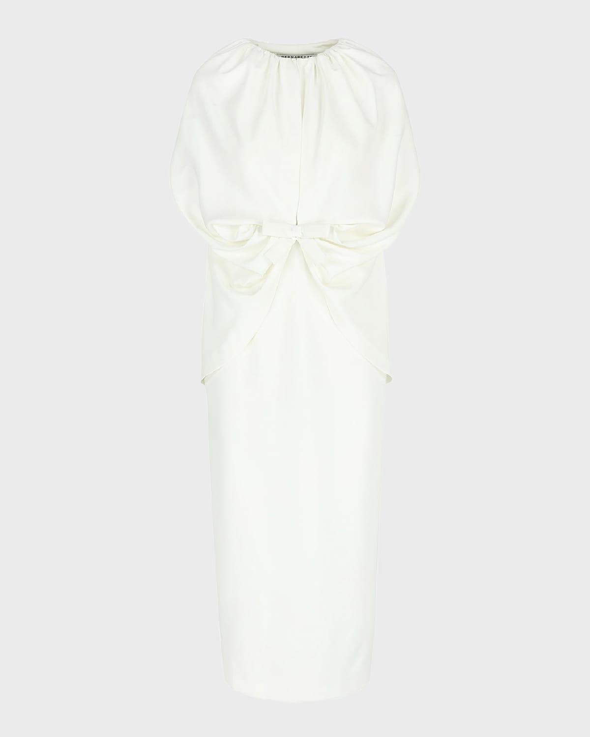 ruched waist long cape dress