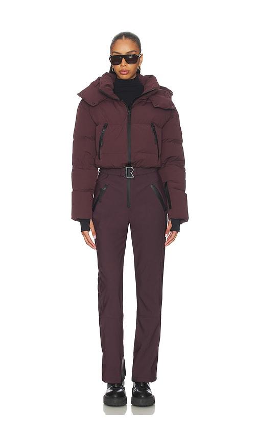rudsak dinara ski suit in burgundy.