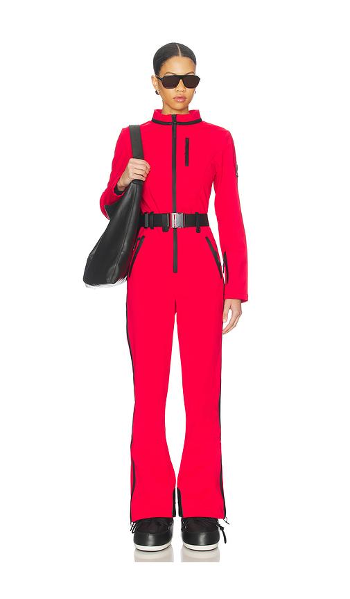 rudsak josie ski suit in red.