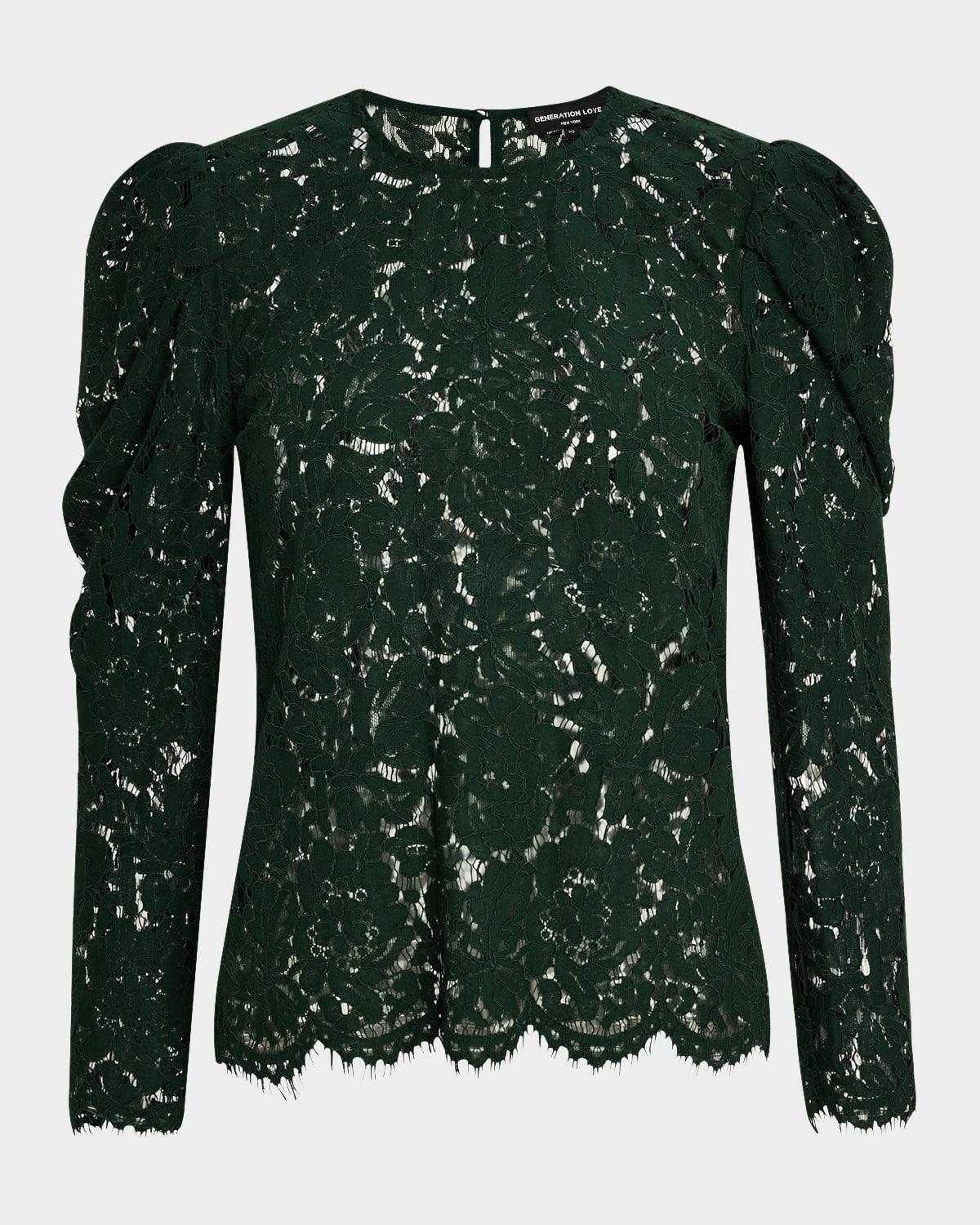 rue lace puff-sleeve top