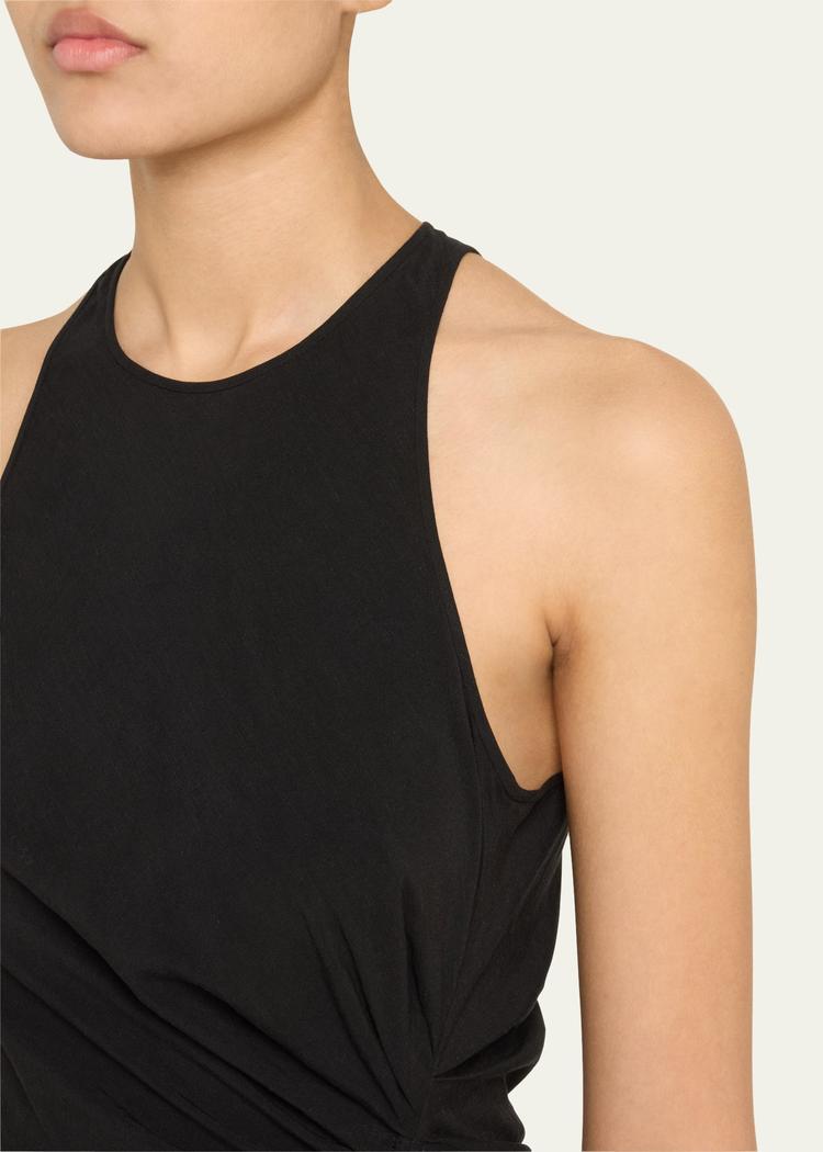 rue sleeveless ruched mini dress