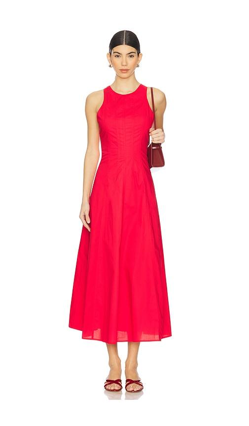 rue sophie delfina dress in red.