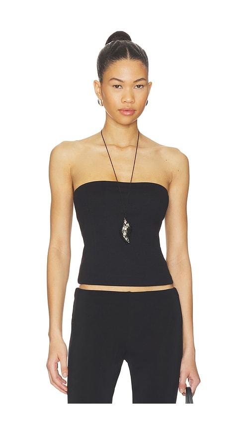 rue sophie demi top in black.