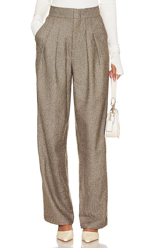 rue sophie wick double pleat trouser in brown.