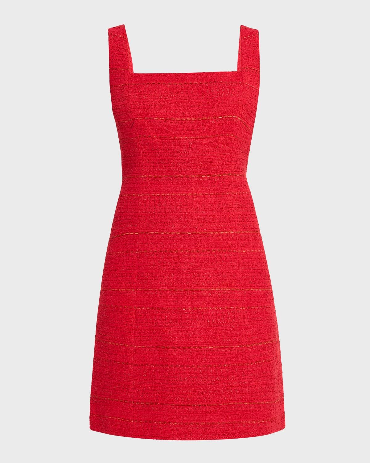 rue square-neck tweed mini dress