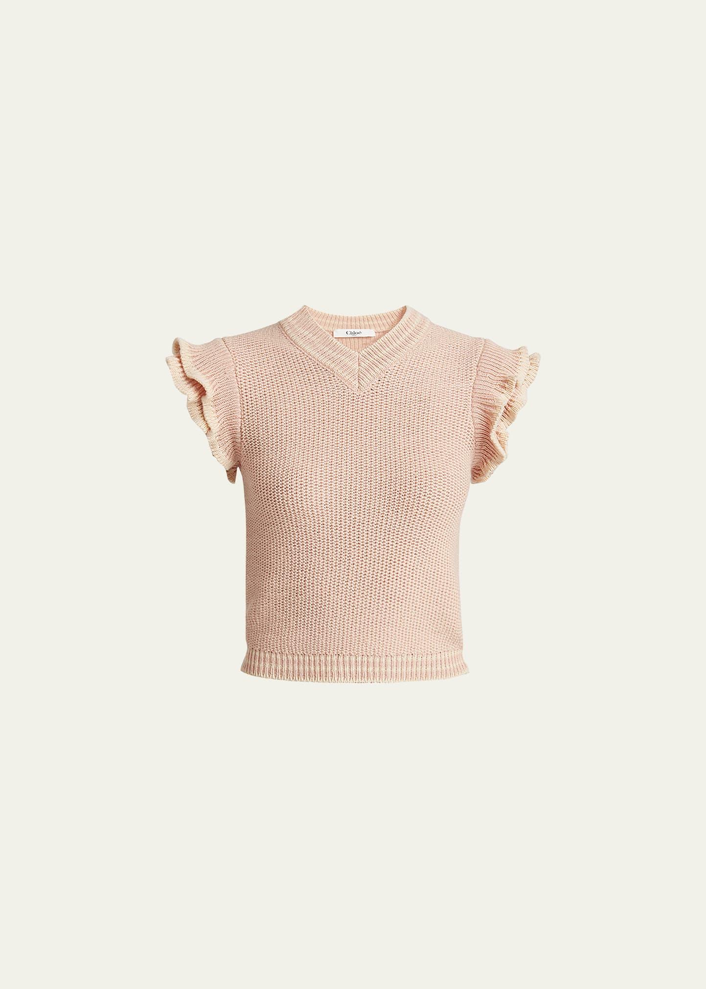 ruffle cap-sleeve sweater