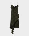 ruffle check wrap midi dress