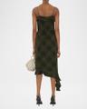 ruffle check wrap midi dress