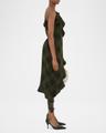 ruffle check wrap midi dress