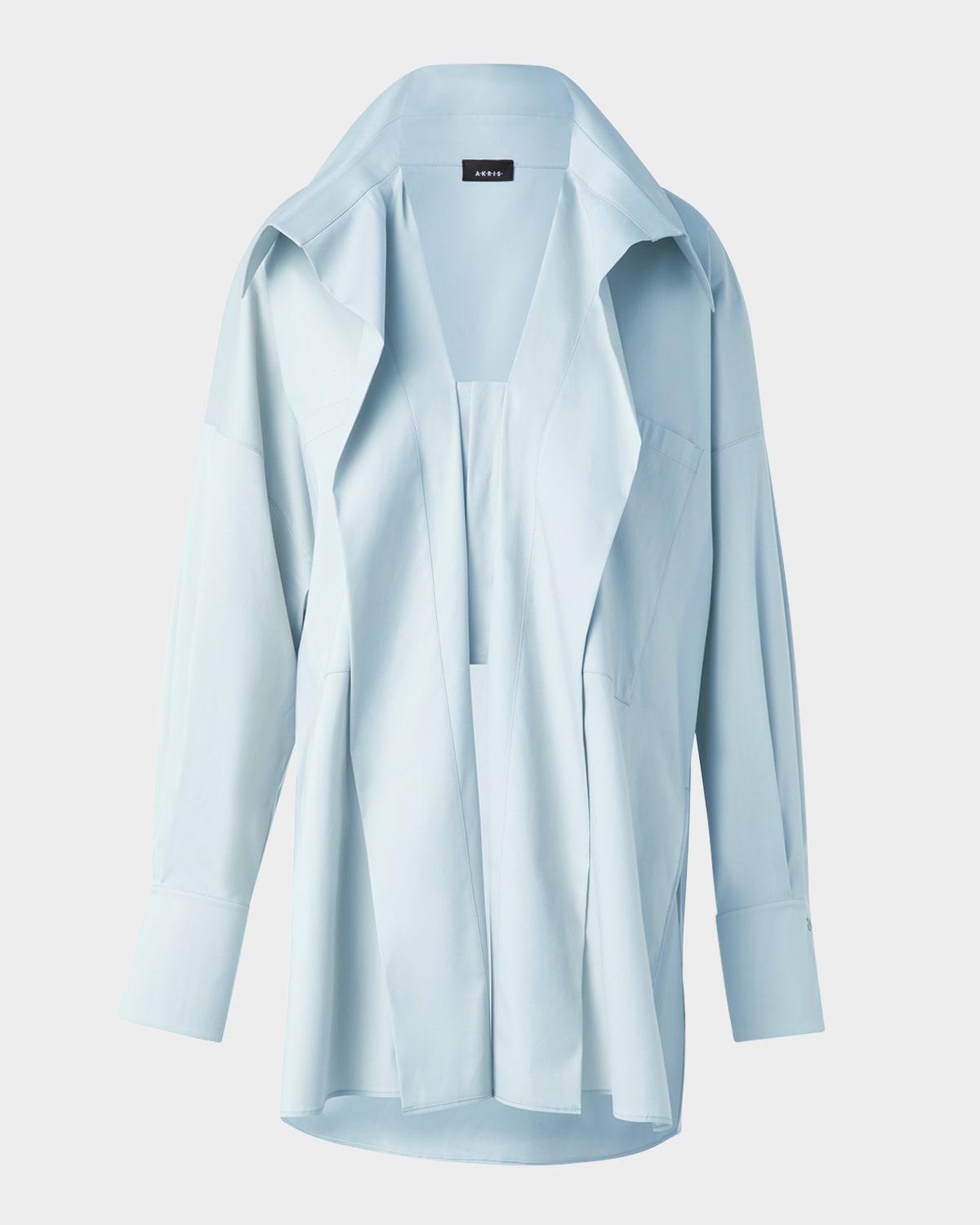 ruffle cotton poplin tunic blouse