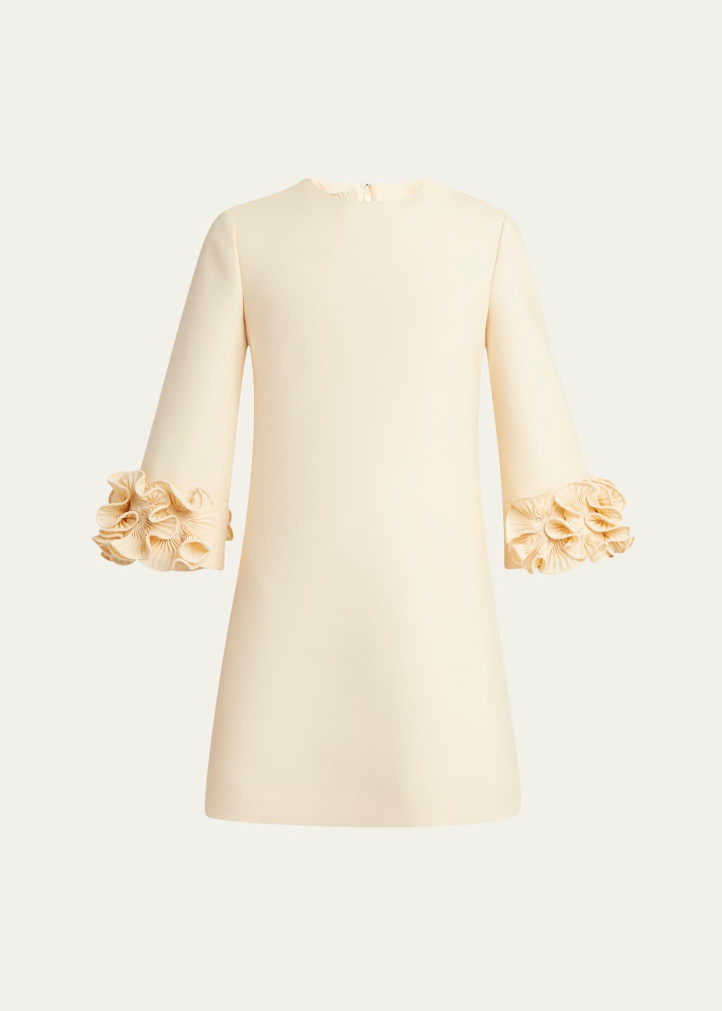ruffle cuff crepe couture short dress