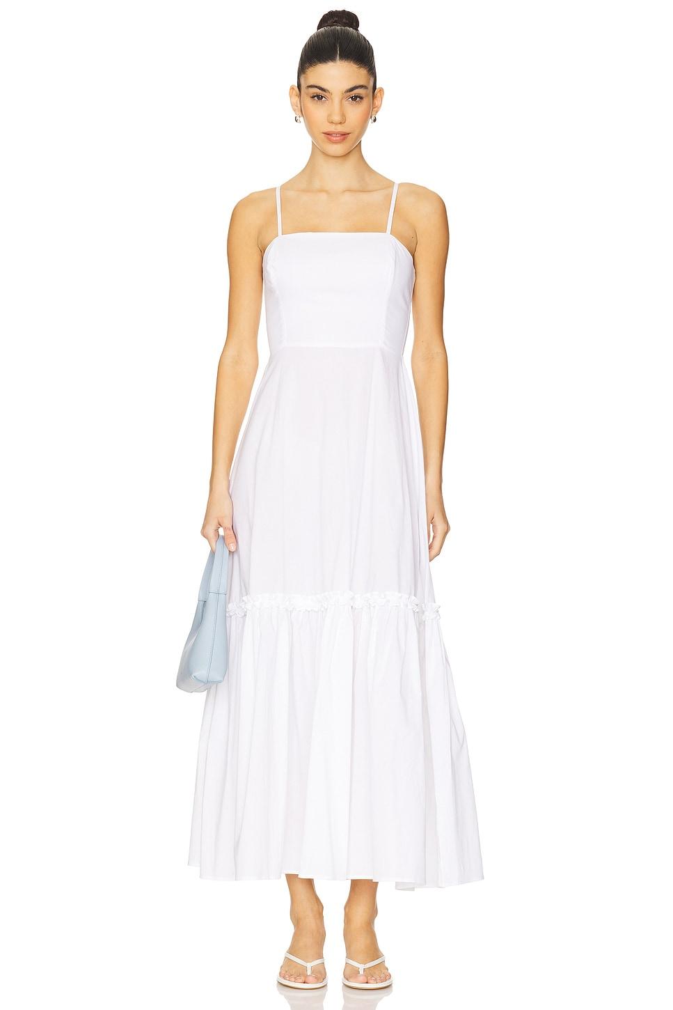 ruffle flare midi dress