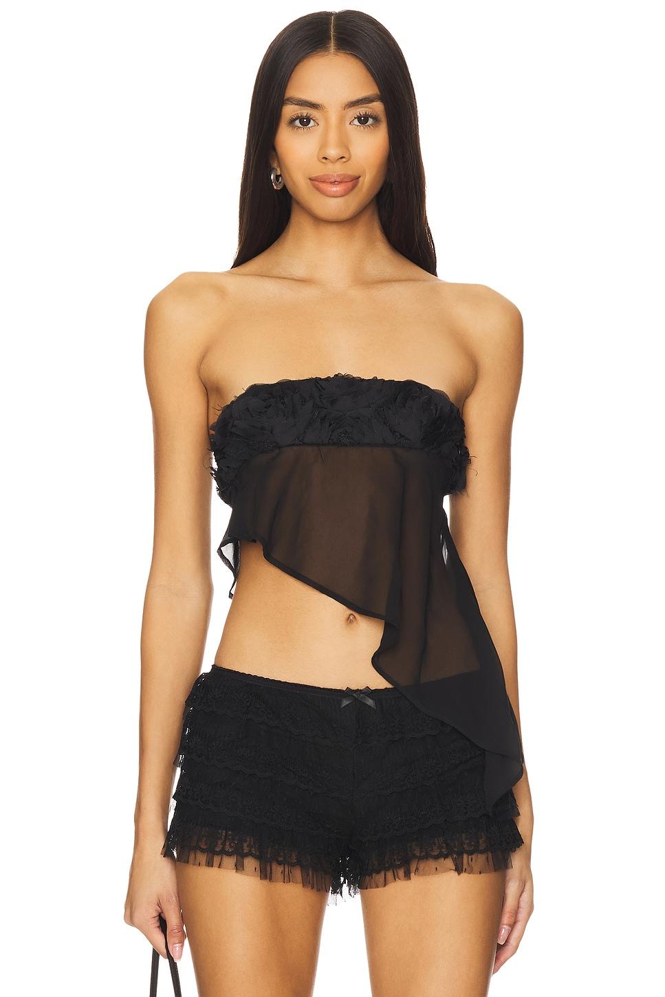 ruffle flower asymmetric corset top