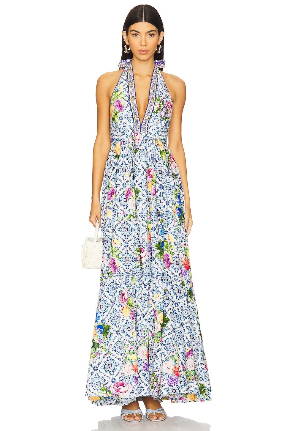 ruffle hem halter dress