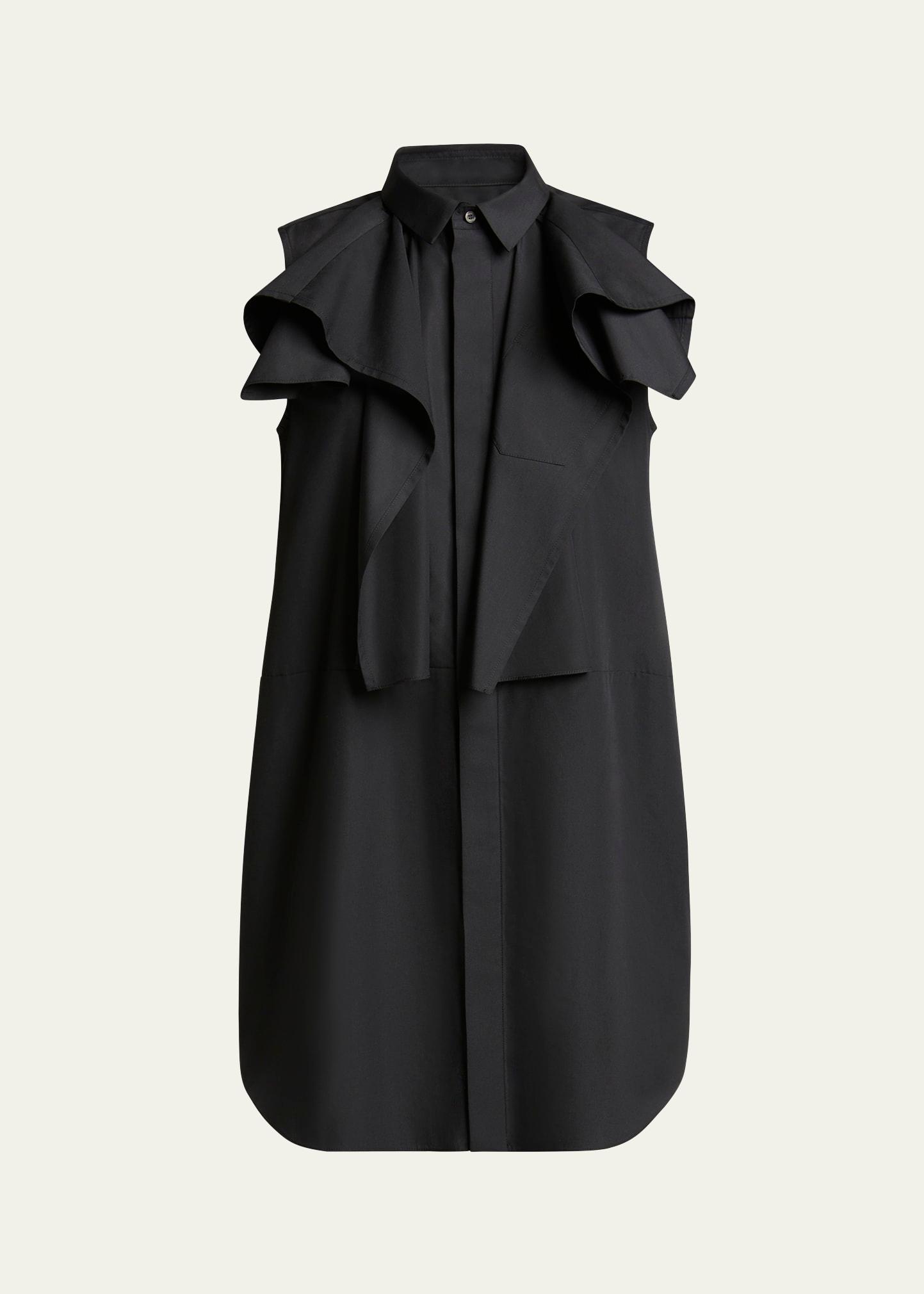ruffle high neck poplin mini dress