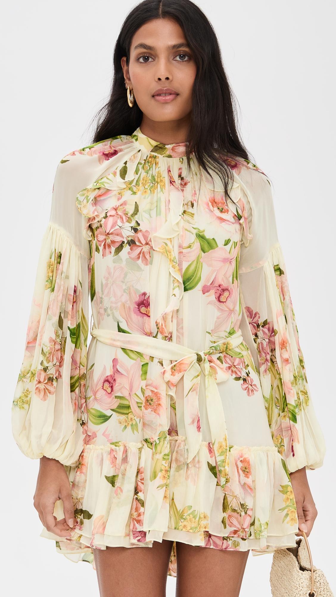 ruffle mini dress with tie up belt