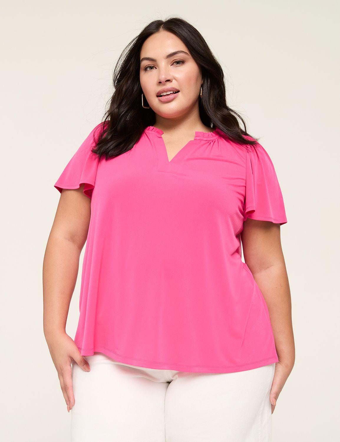 ruffle notch-neck top