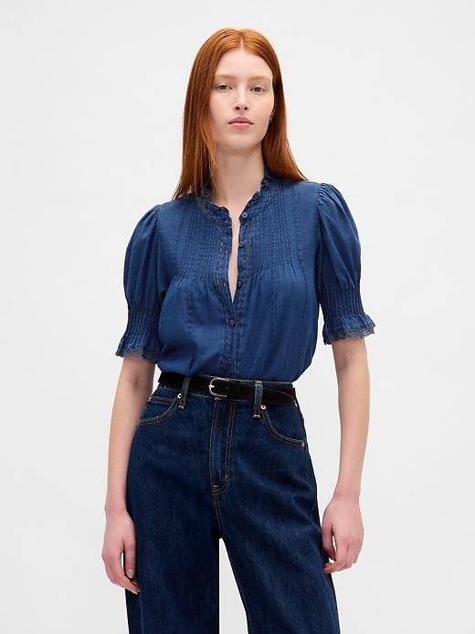 ruffle pintuck shirt