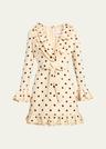 ruffle polka dot belted mini dress