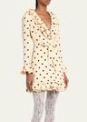 ruffle polka dot belted mini dress