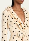 ruffle polka dot belted mini dress