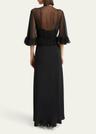 ruffle shrug silk maxi dress