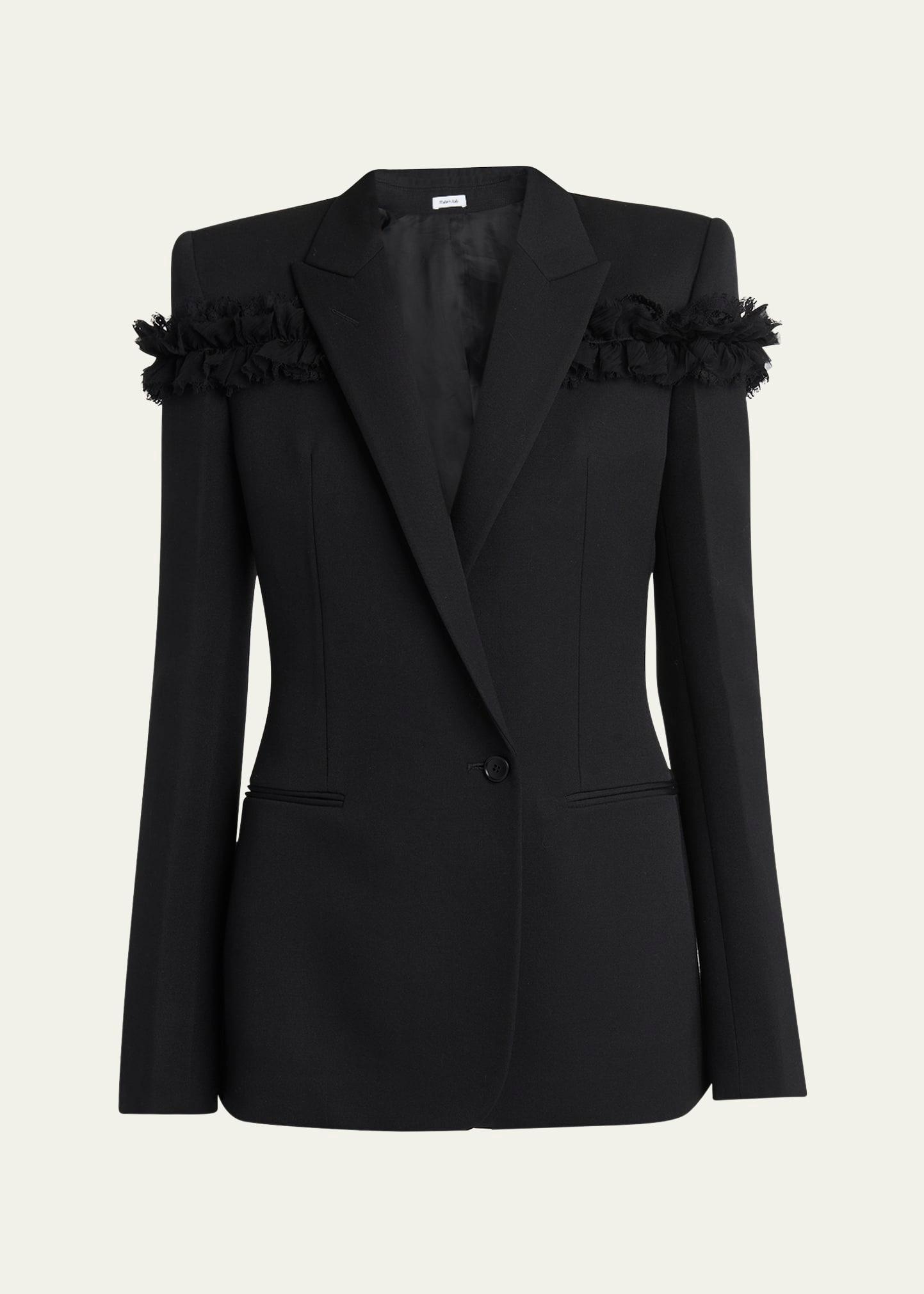 ruffle single-breasted wrap blazer jacket