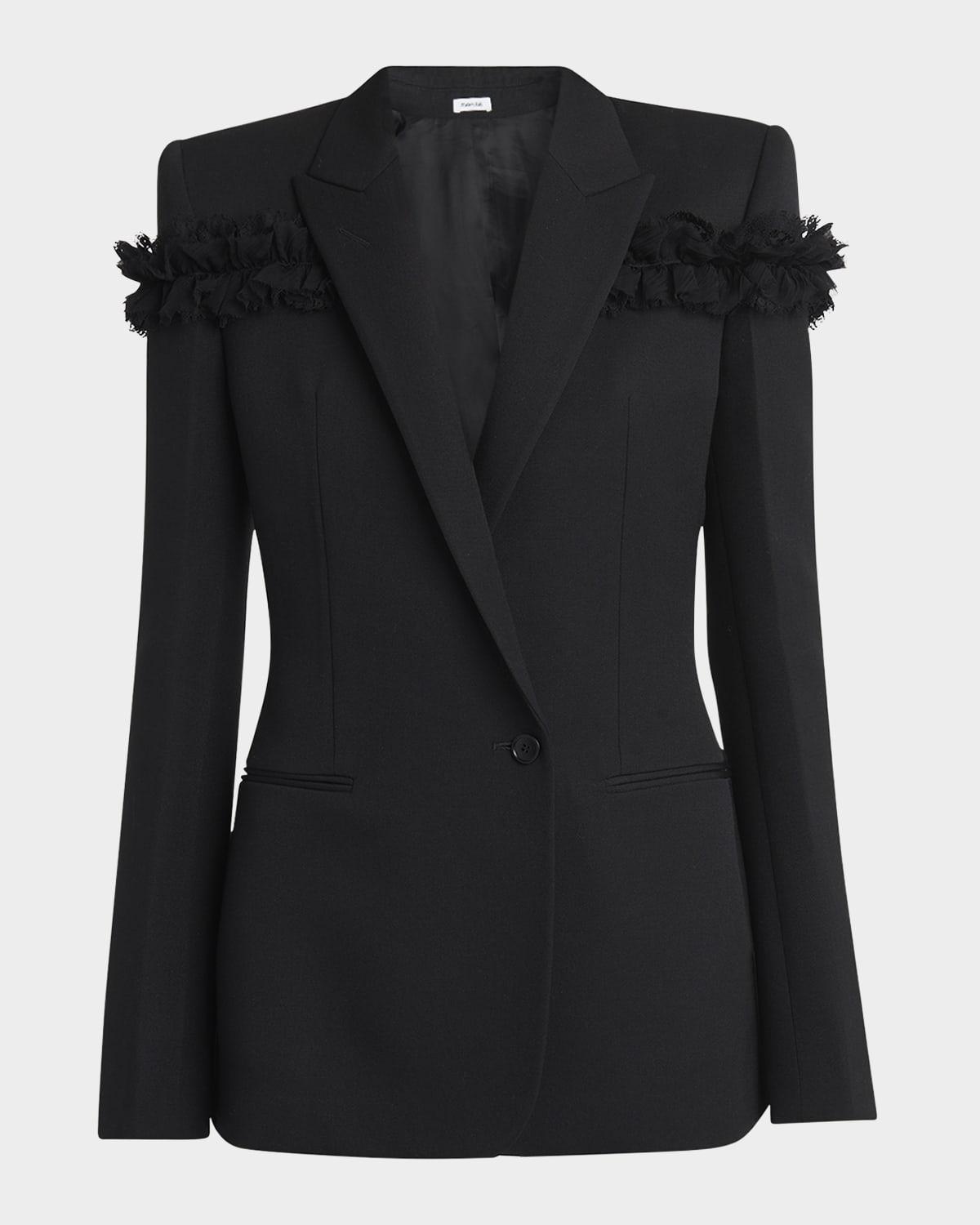 ruffle single-breasted wrap blazer jacket