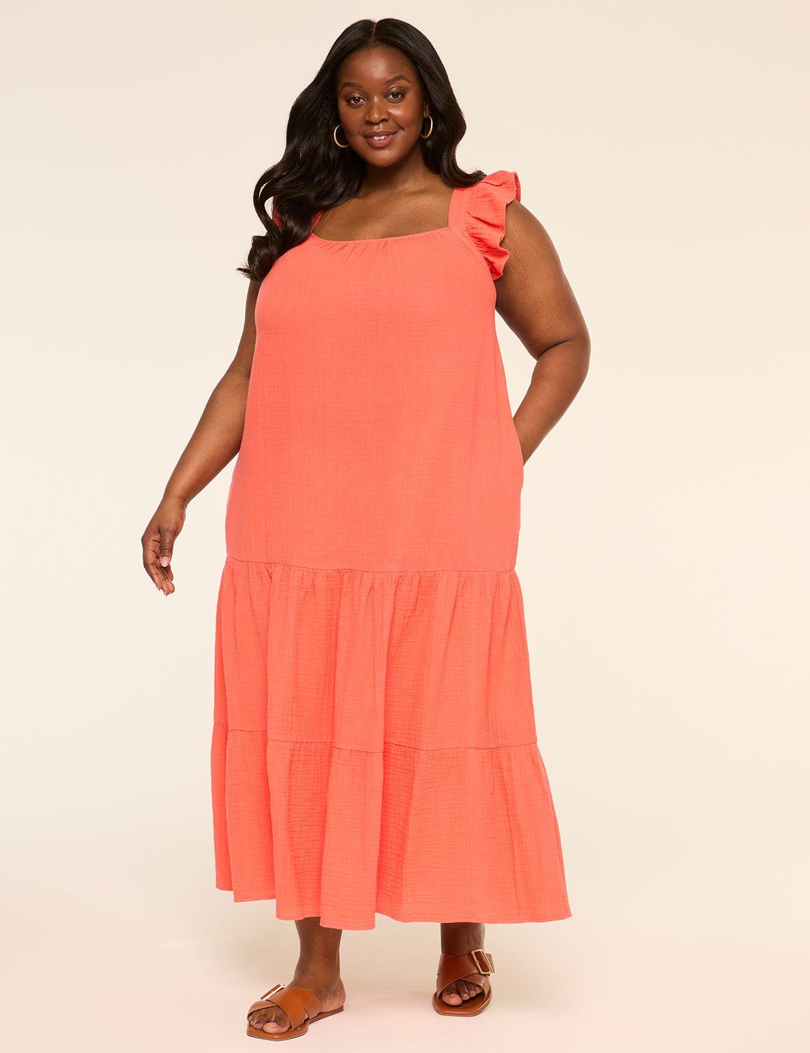 ruffle-sleeve tiered maxi dress