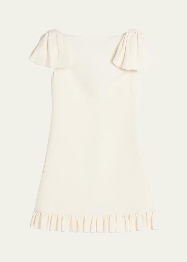 ruffle sleeve wool mini dress