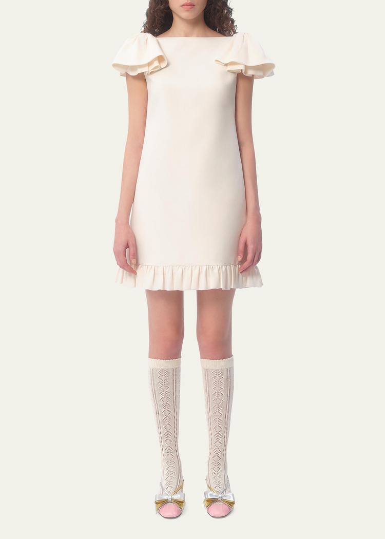 ruffle sleeve wool mini dress