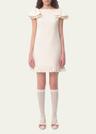ruffle sleeve wool mini dress