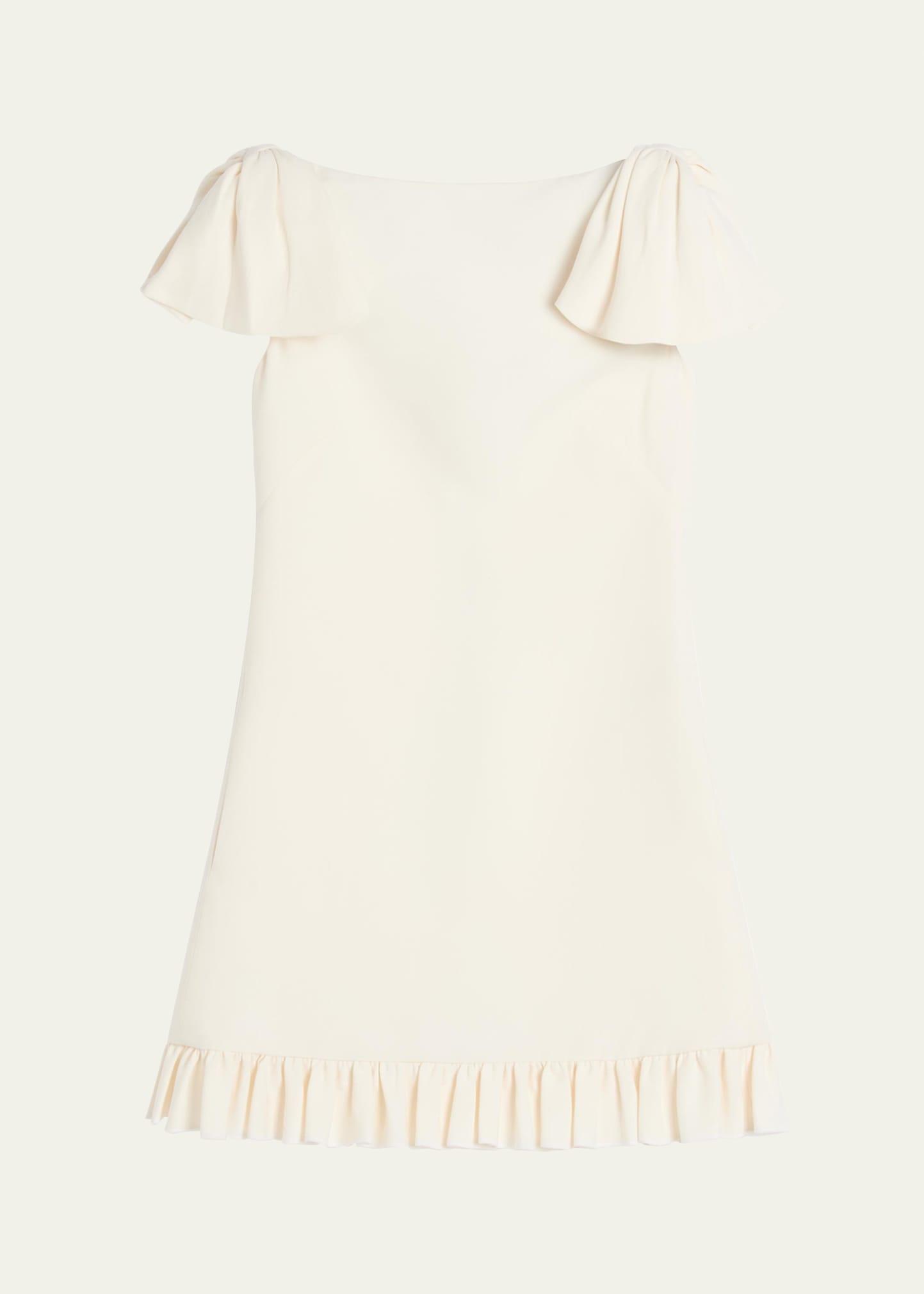 ruffle sleeve wool mini dress