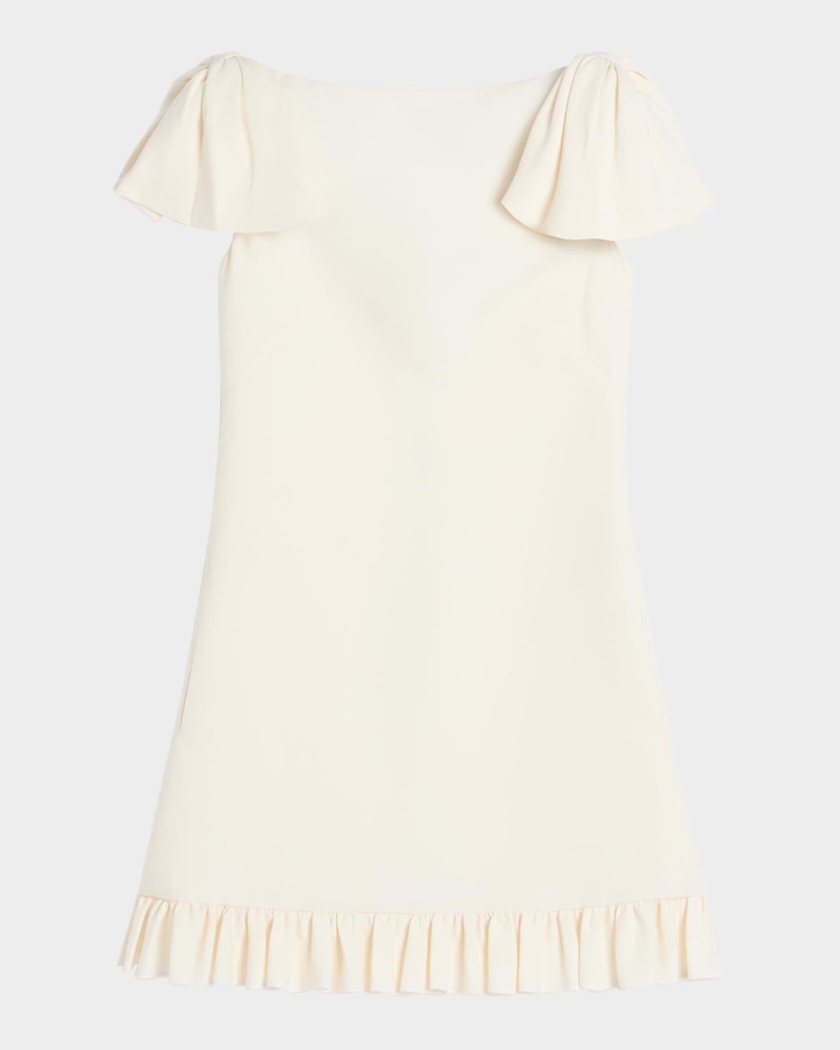 ruffle sleeve wool mini dress