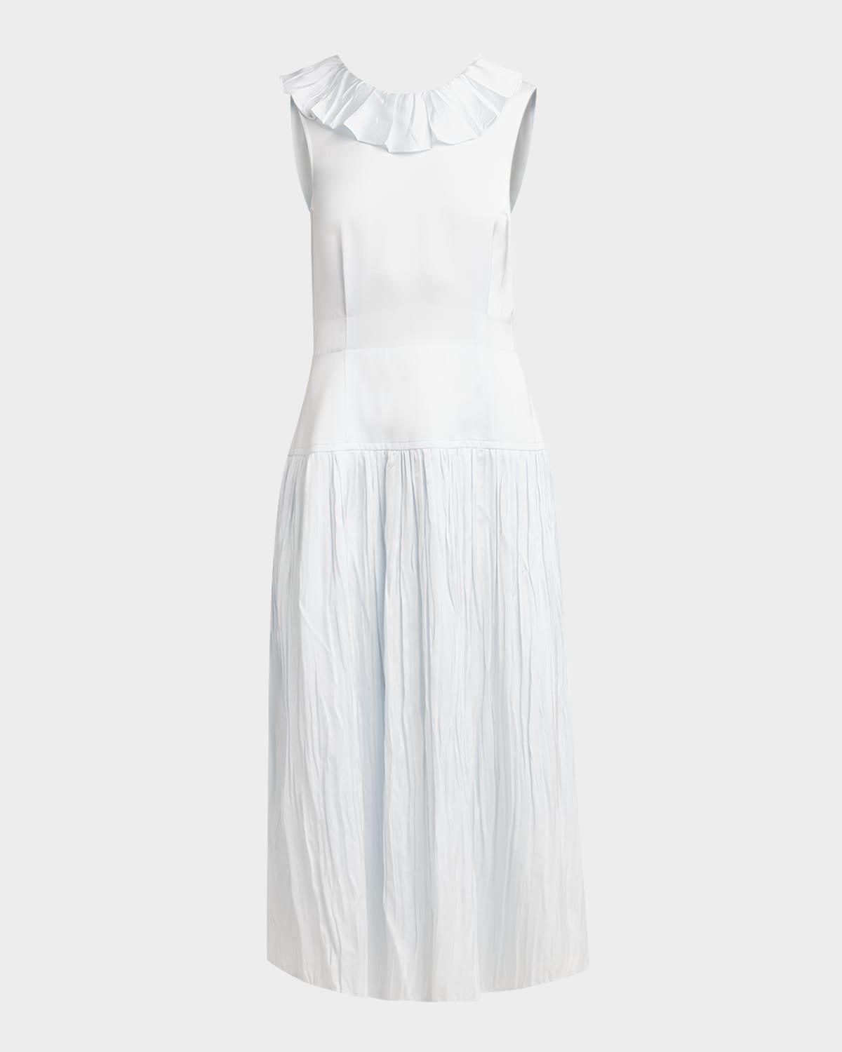 ruffle sleeveless drop-waist backless ankle dress