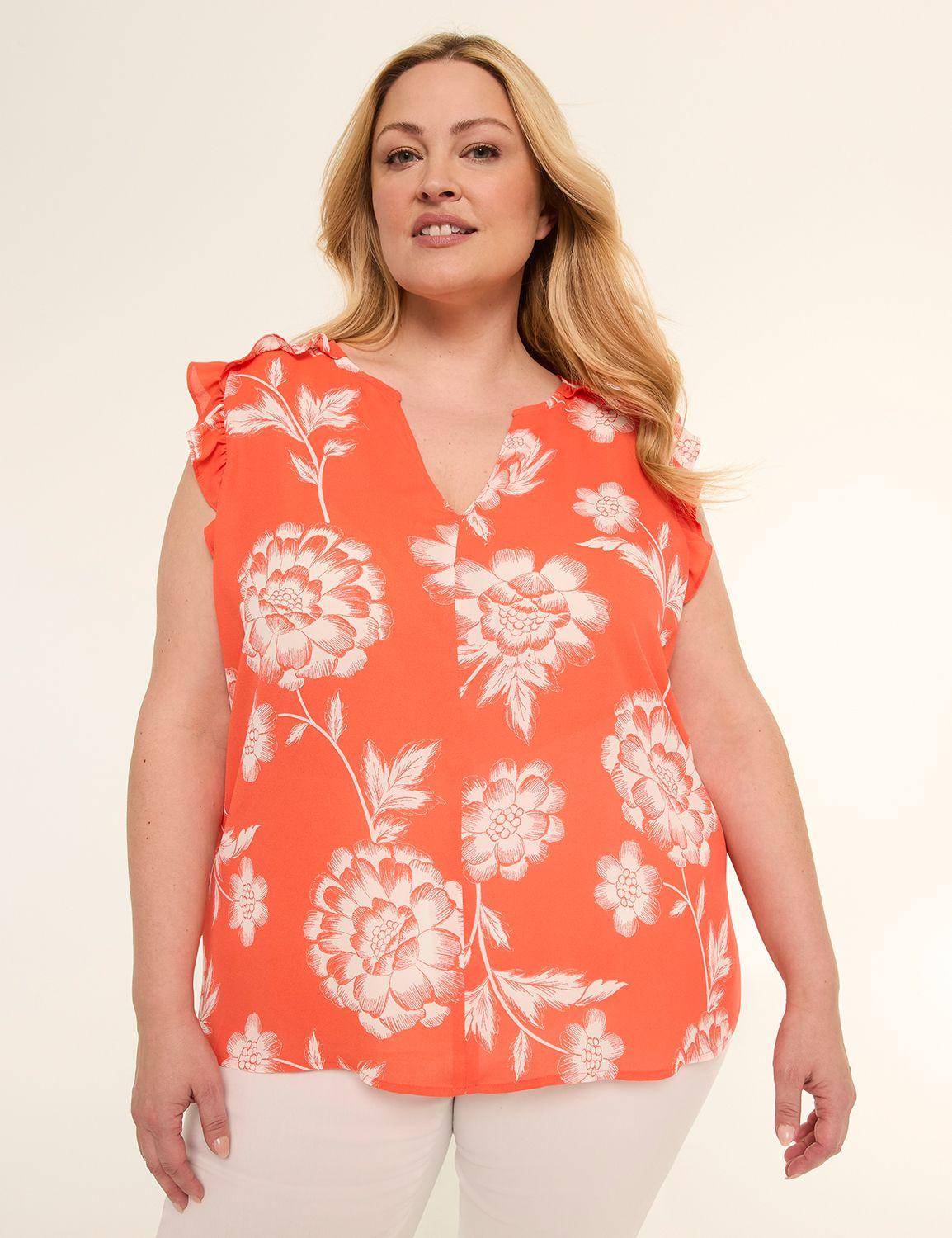 ruffle split-neck popover tank