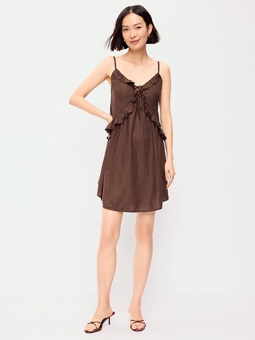ruffle-trim asymmetrical mini dress