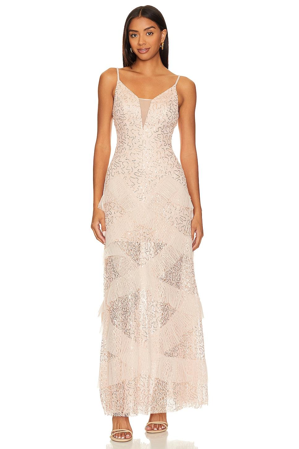 ruffle trim gown