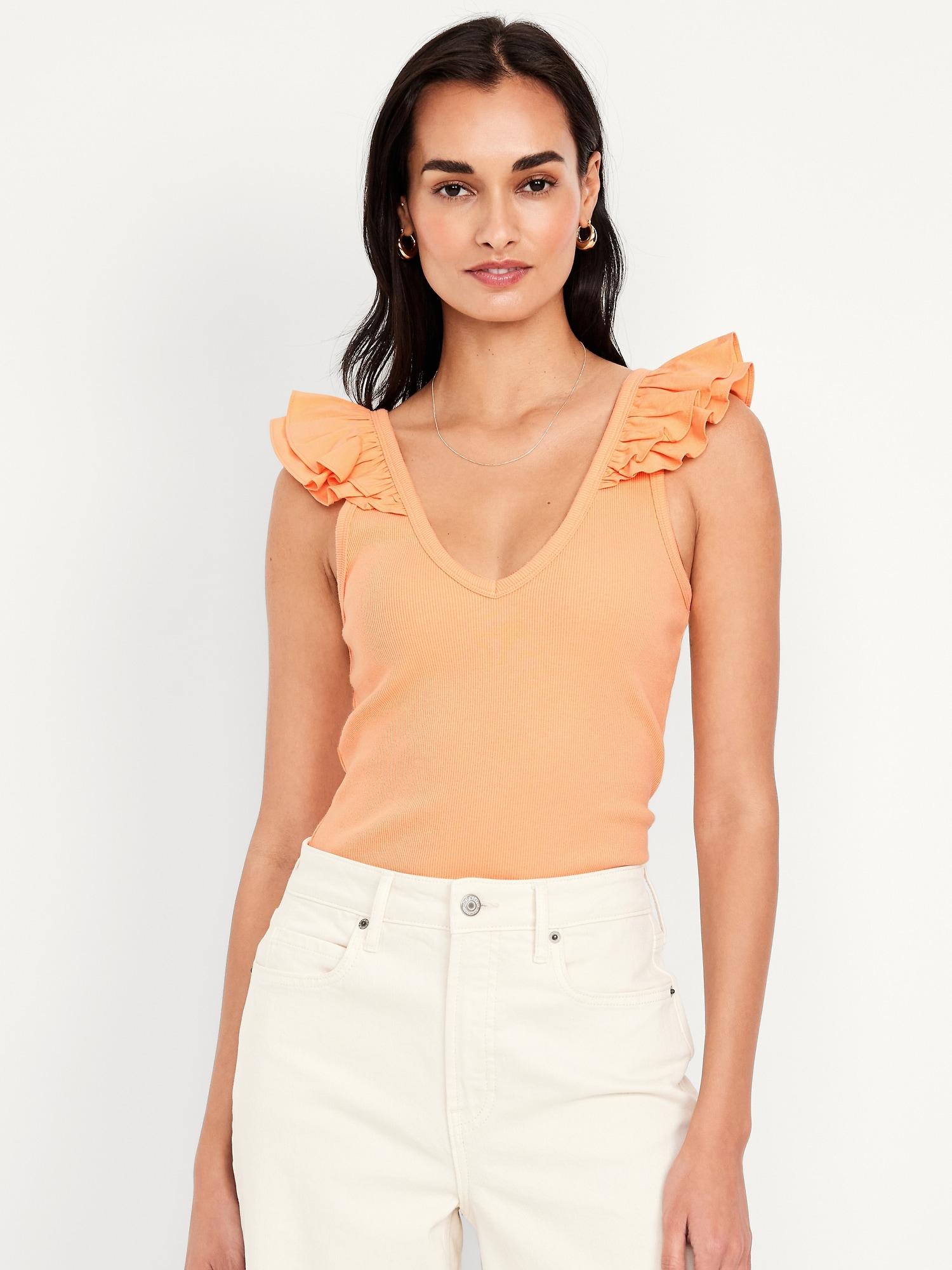 ruffle-trim mixed material top