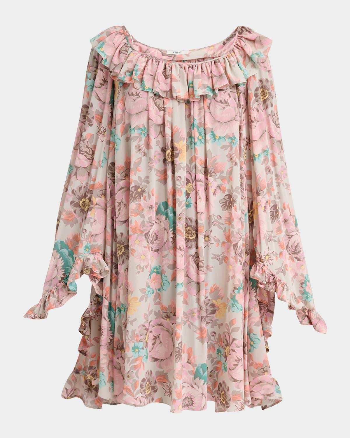ruffle-trim silk mini shift dress