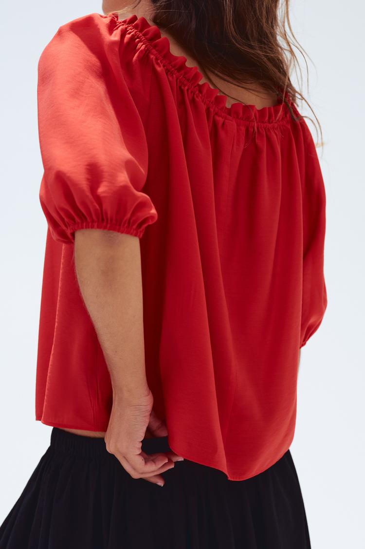 ruffle-trimmed blouse