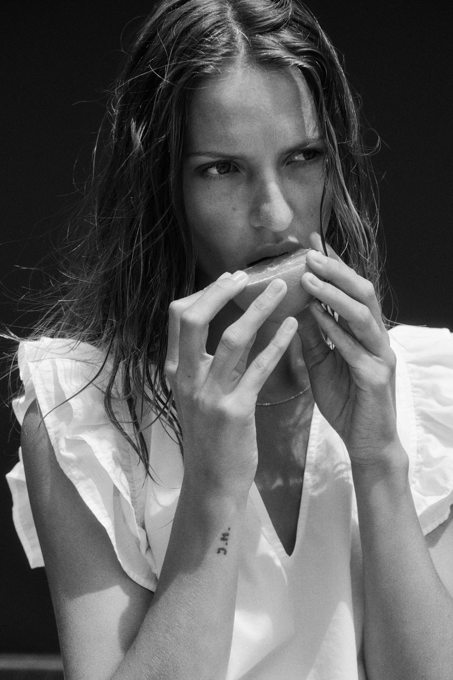 ruffle-trimmed blouse