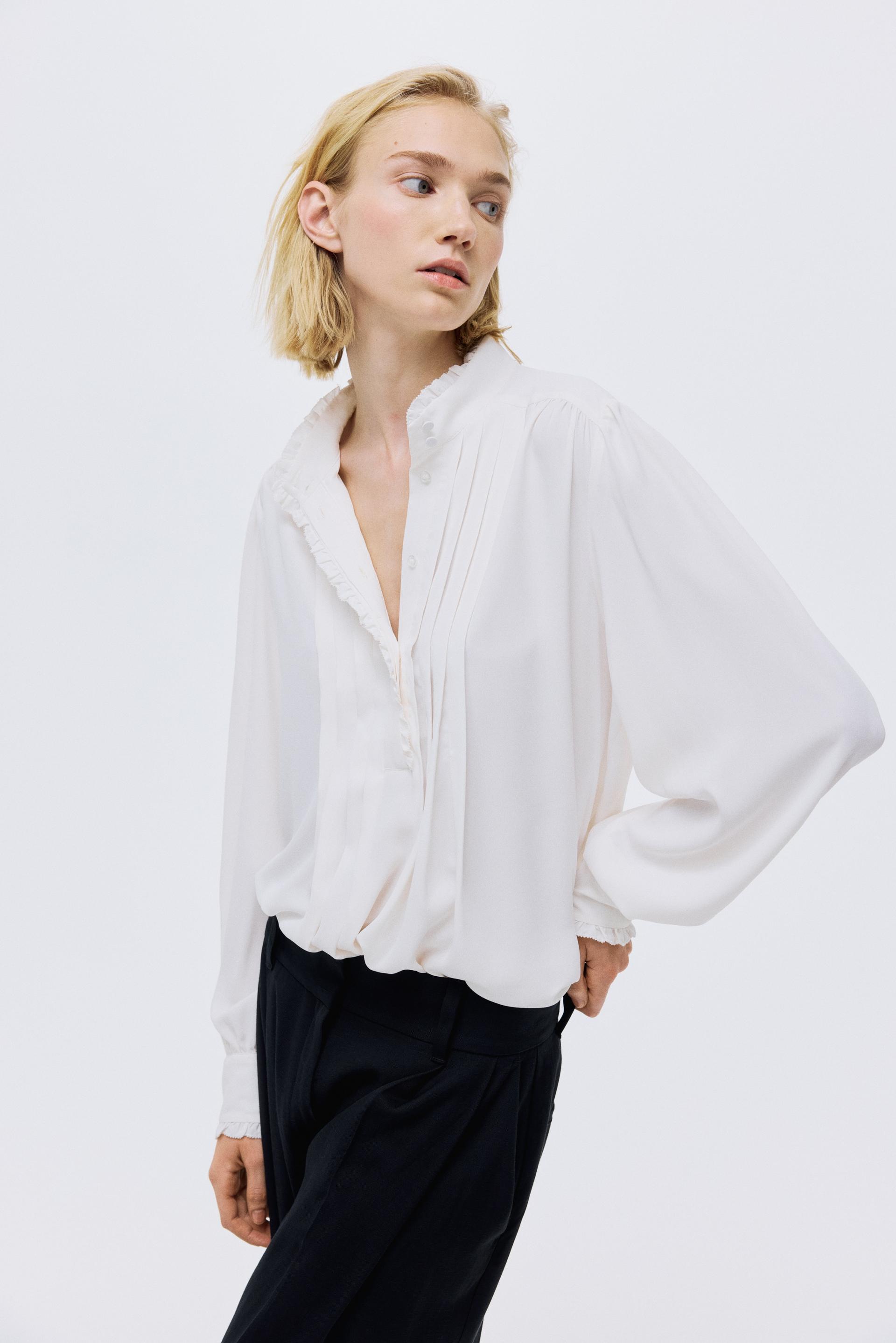 ruffle-trimmed blouse